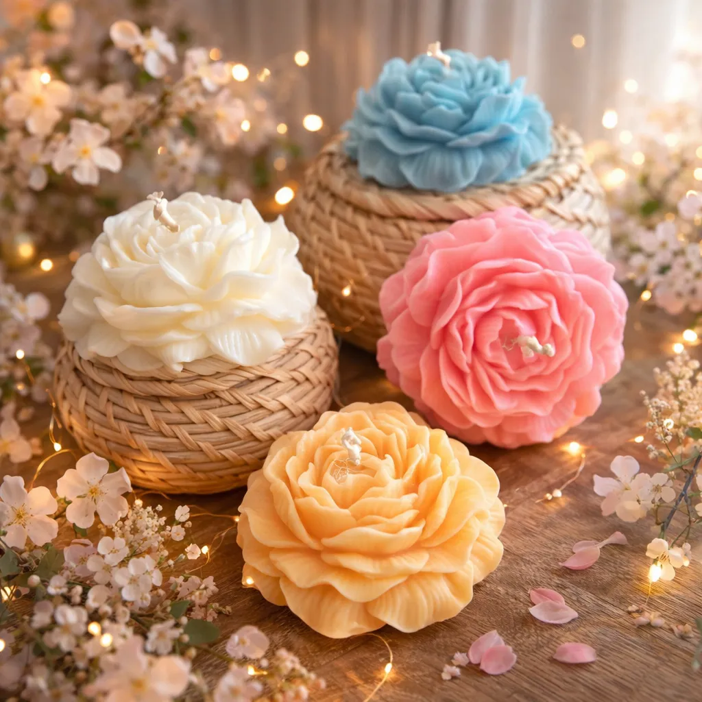 Peony Candles - Handmade Craft by SuOly Craft